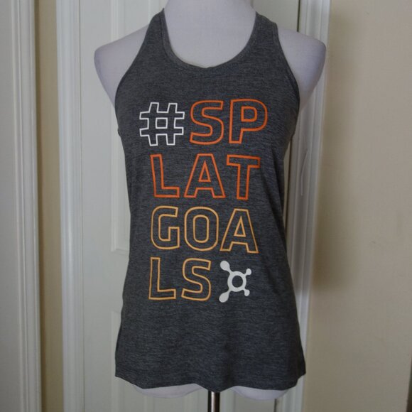 NWT $42 ORANGETHEORY Heather Gray Racerback Tank Top Tee – Splat – Med - Picture 1 of 6